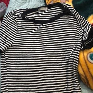 white and black striped shirt